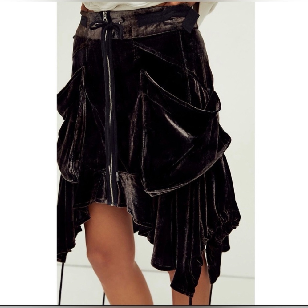 Free People Velvet Cargo Skirt